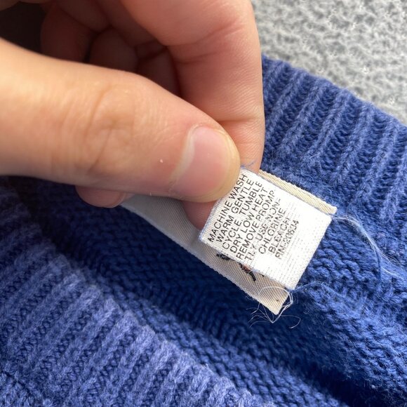 Vintage Fox Collection Geometric Knit Blue Sweater Women's Size L Made in USA - Picture 7 of 9